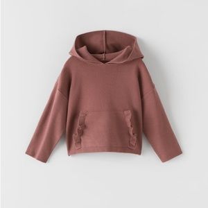 3 for $45 - Zara Baby Girl Hooded Sweater Ruffle Detail Dark Pink 12-18 months
